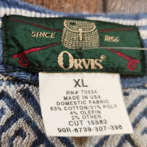 Orvis Vintage Tapestry Vest XL Blue Aztec Southwestern USA Deadstock 80s 90s VTG - Picture 3 of 8